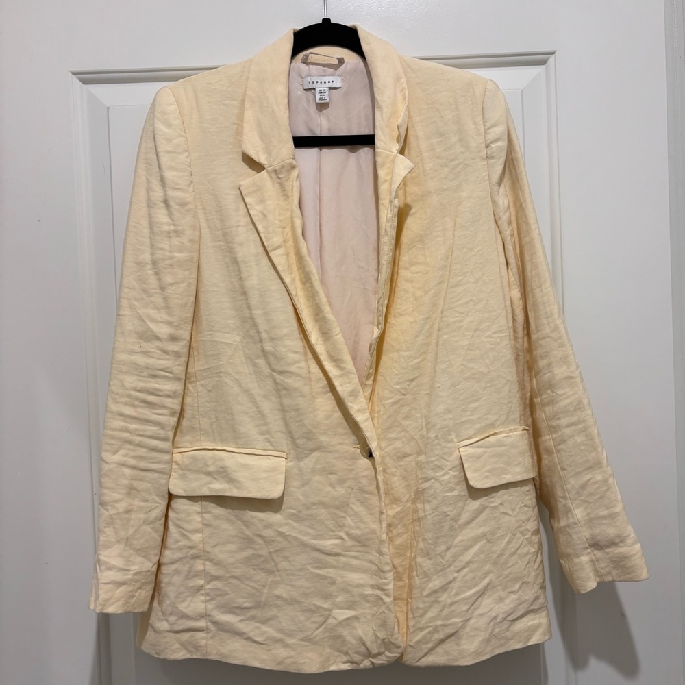 Topshop Linen Light Yellow Suit Jacket